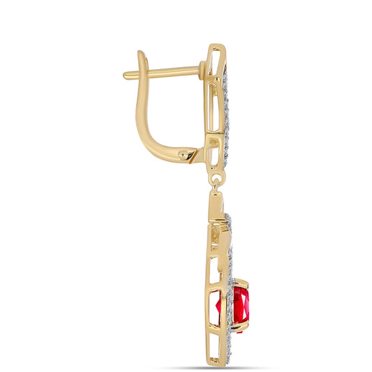 Pozlátené Strieborné Náušnice s Červeným Achátom a Bielym Topásom