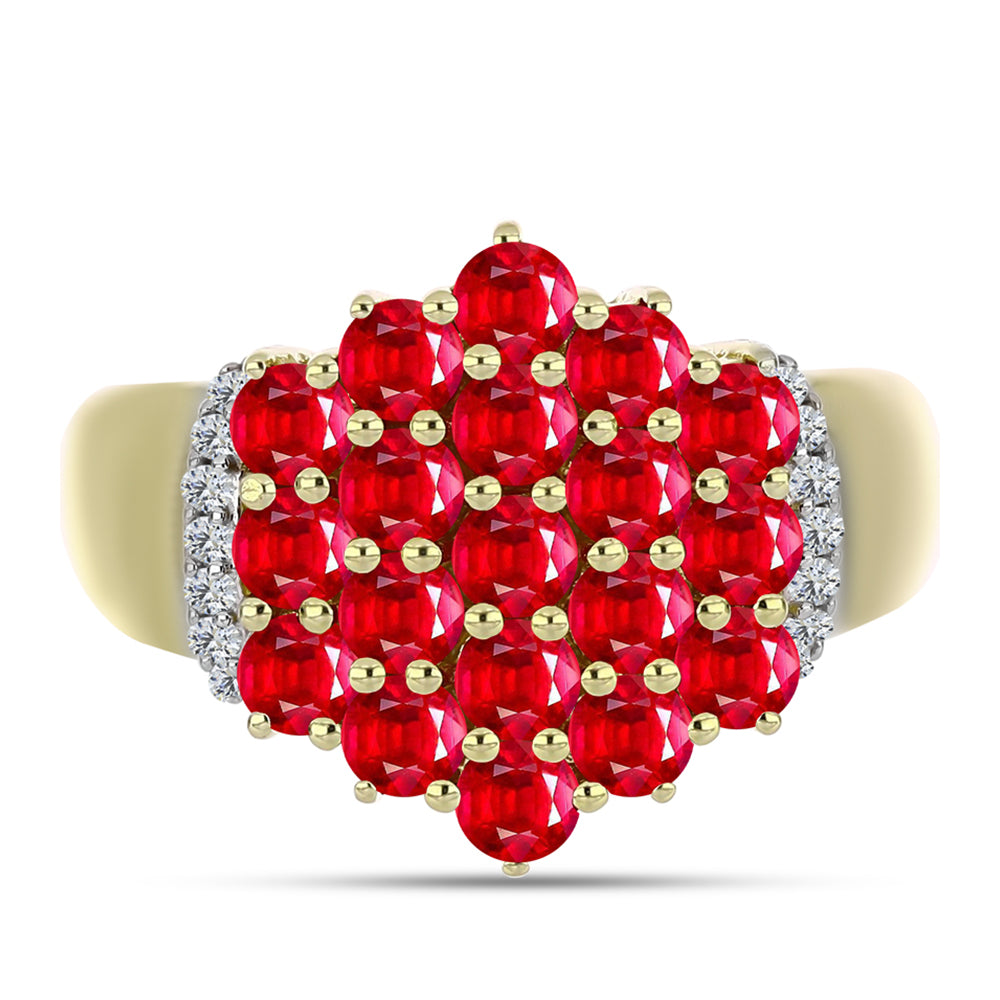 Pozlátený Strieborný Prsteň s Červeným Achátom a Bielym Topásom