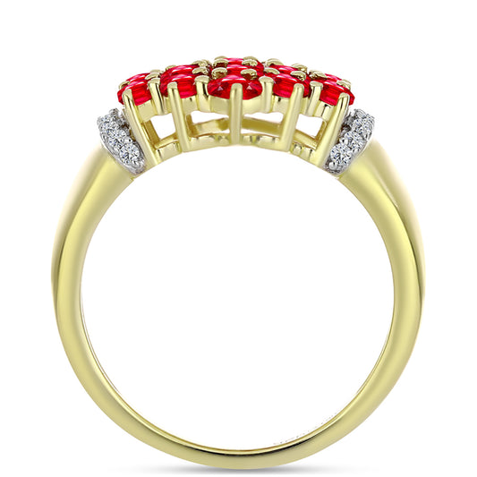 Pozlátený Strieborný Prsteň s Červeným Achátom a Bielym Topásom