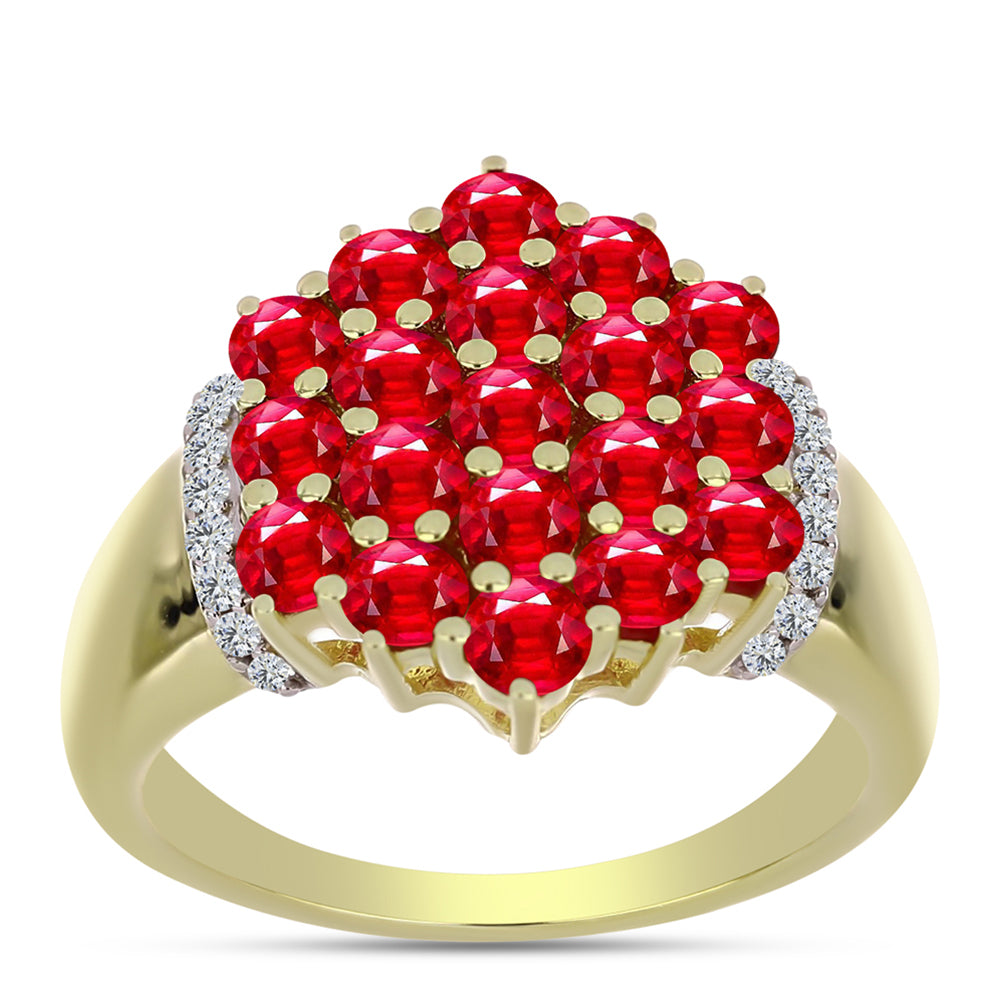 Pozlátený Strieborný Prsteň s Červeným Achátom a Bielym Topásom