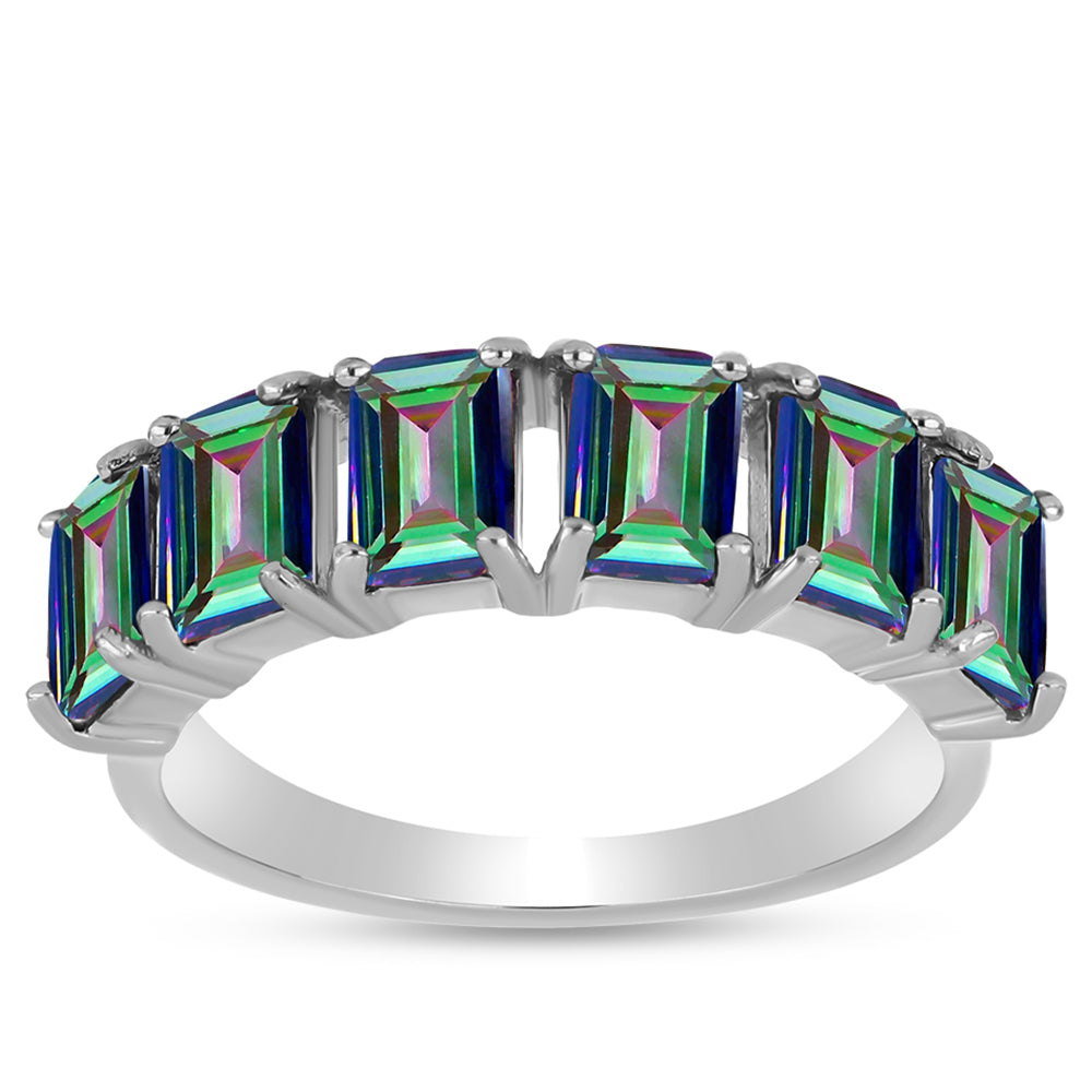 Strieborný Prsteň s Brazílskym Mysticky Zeleným Kremeňom