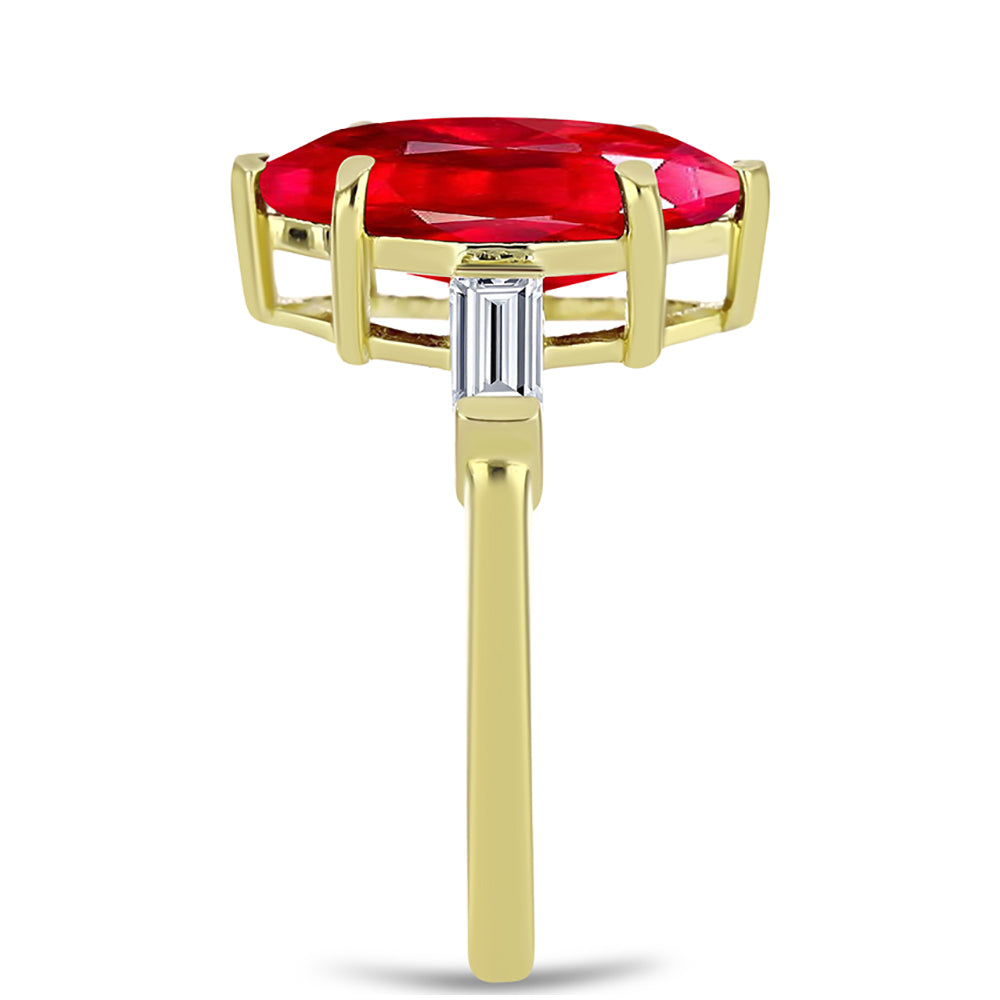 Pozlátený Strieborný Prsteň s Červeným Achátom a Bielym Topásom 4 