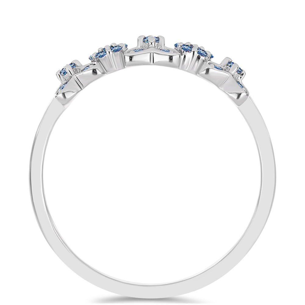 Strieborný Prsteň s S Oceánovo Modrým Moissanitom