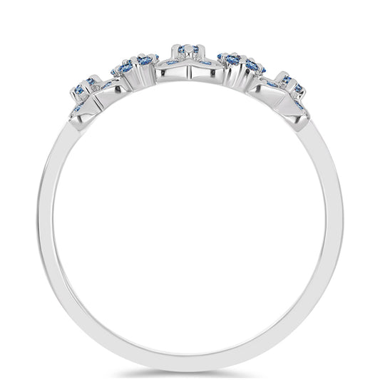 Strieborný Prsteň s S Oceánovo Modrým Moissanitom