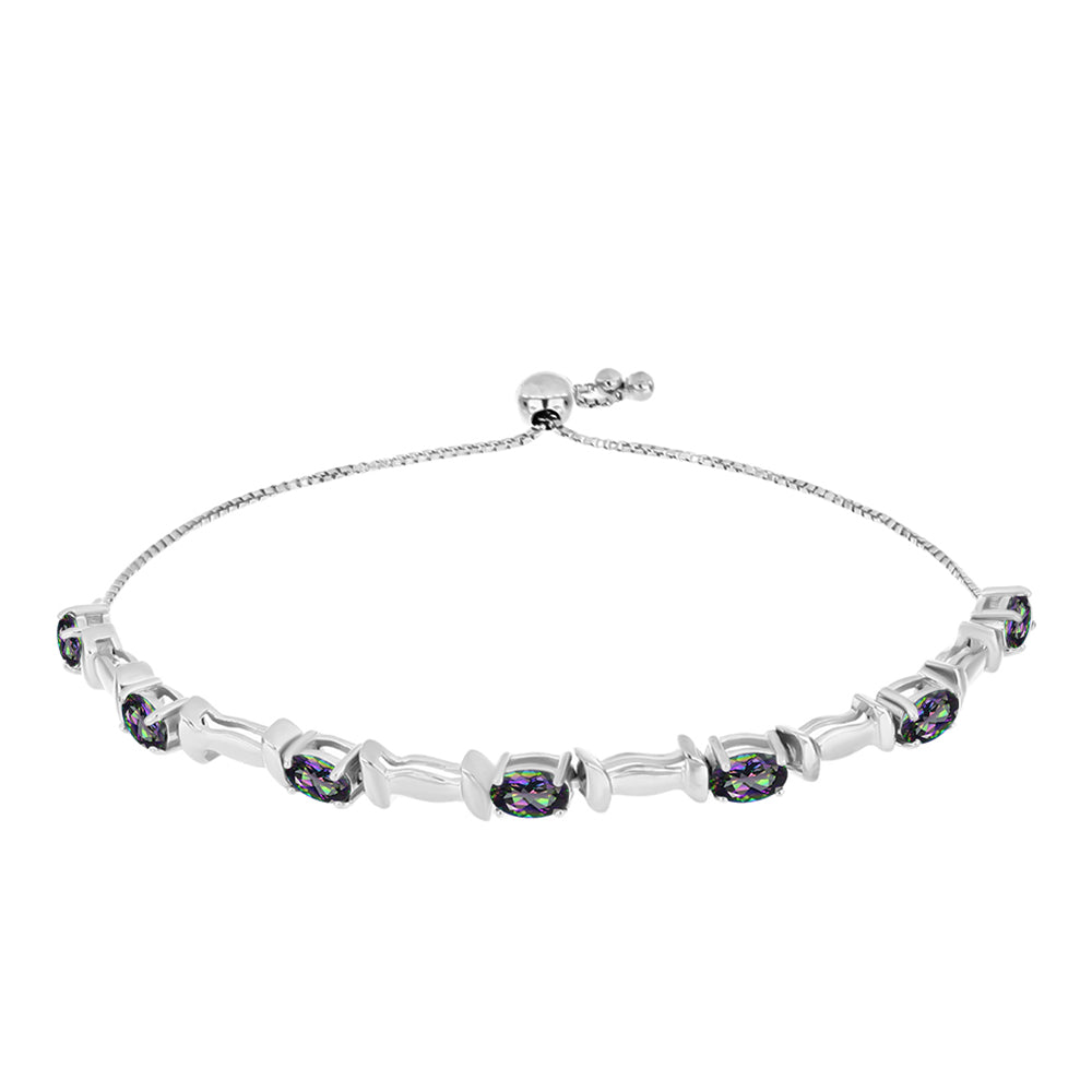 Strieborný Náramok s Brazílskym Mysticky Zeleným Kremeňom