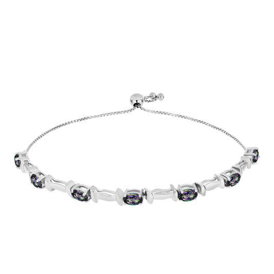 Strieborný Náramok s Brazílskym Mysticky Zeleným Kremeňom