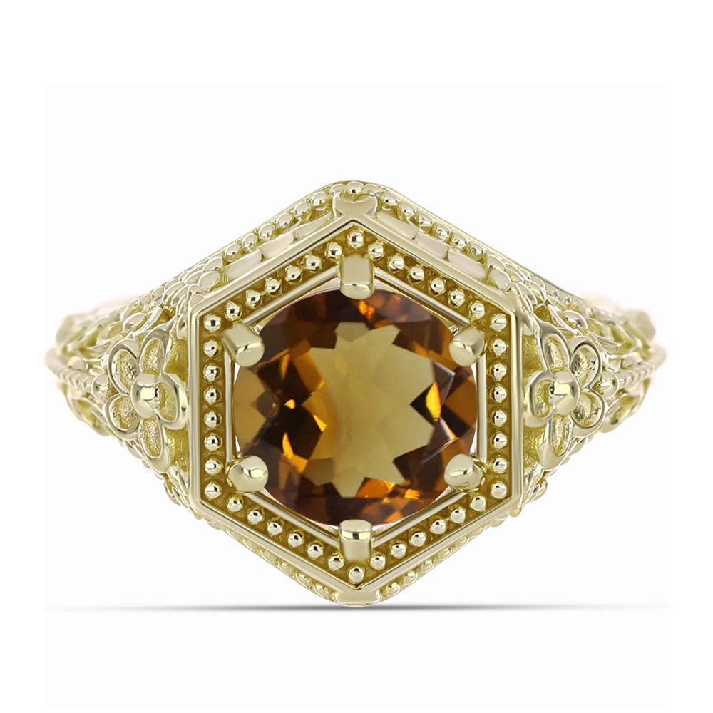 Pozlátený Strieborný Prsteň s Koňakovým Kremeňom 1 
