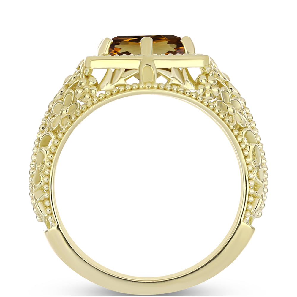 Pozlátený Strieborný Prsteň s Koňakovým Kremeňom