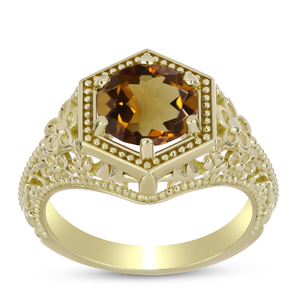 Pozlátený Strieborný Prsteň s Koňakovým Kremeňom