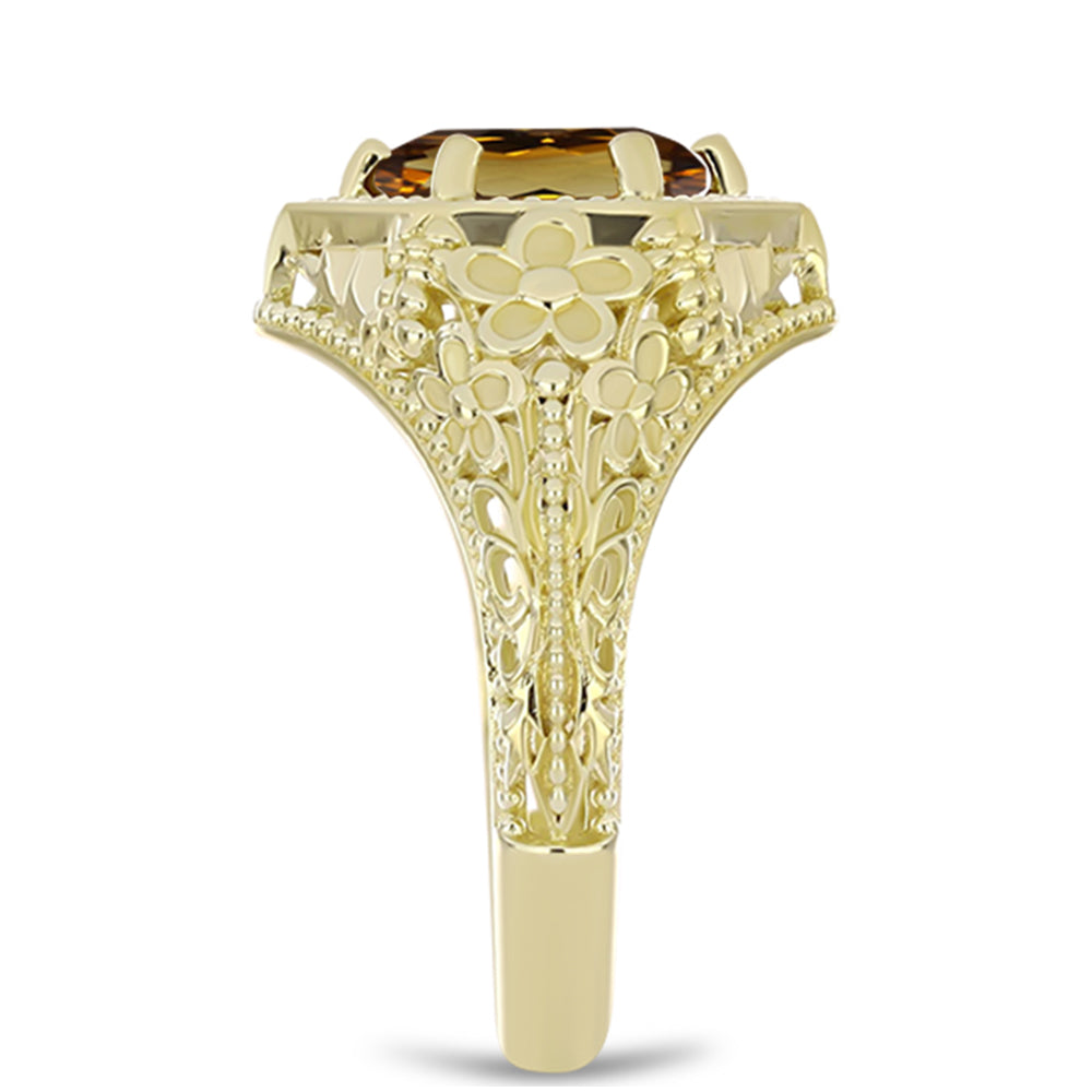 Pozlátený Strieborný Prsteň s Koňakovým Kremeňom 4 