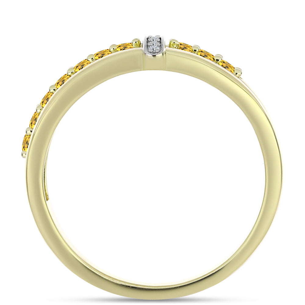 Pozlátený Strieborný Prsteň s Koňakovým Kremeňom a Bielym Topásom