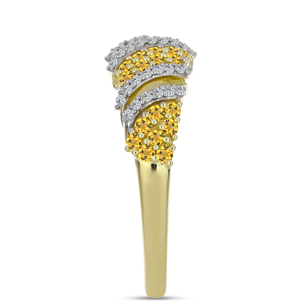 Pozlátený Strieborný Prsteň s Koňakovým Kremeňom a Bielym Topásom 4 