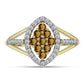 Pozlátený Strieborný Prsteň s Koňakovým Kremeňom a Bielym Topásom