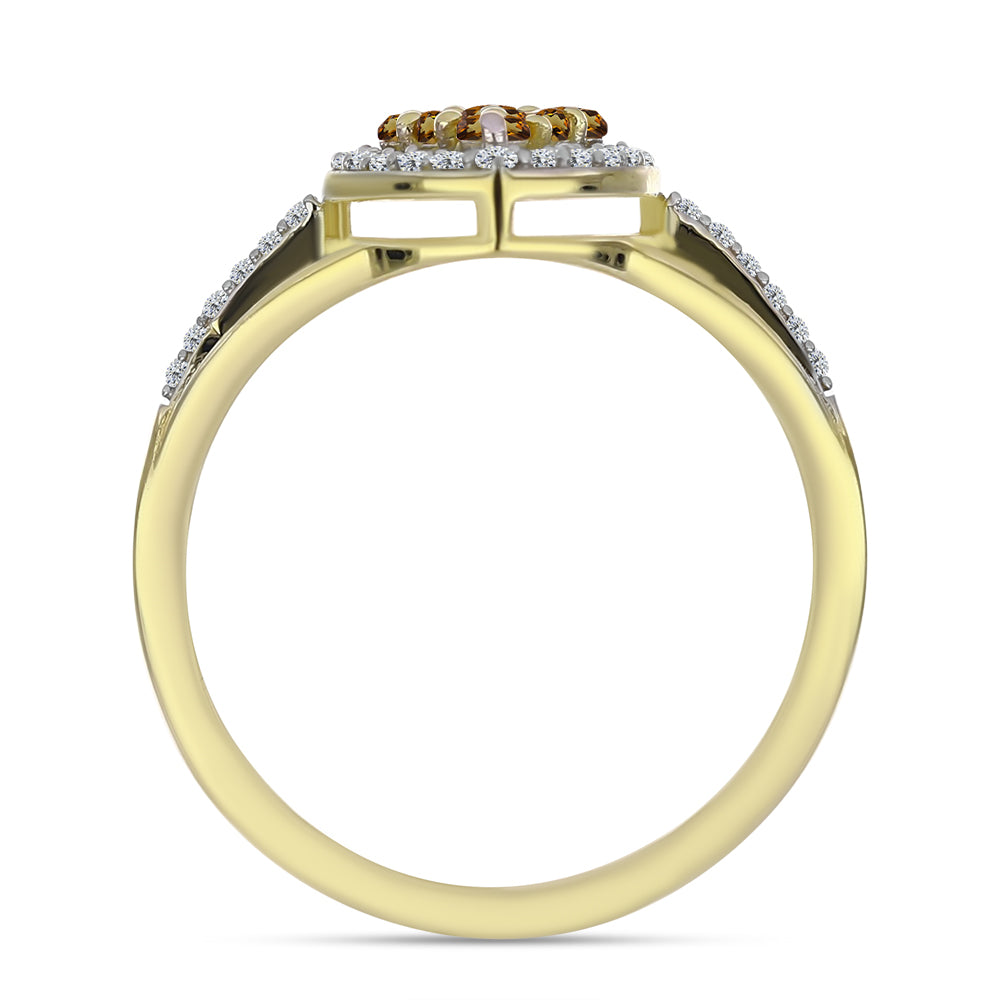 Pozlátený Strieborný Prsteň s Koňakovým Kremeňom a Bielym Topásom 6 