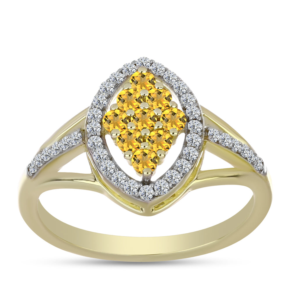 Pozlátený Strieborný Prsteň s Koňakovým Kremeňom a Bielym Topásom