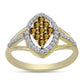 Pozlátený Strieborný Prsteň s Koňakovým Kremeňom a Bielym Topásom