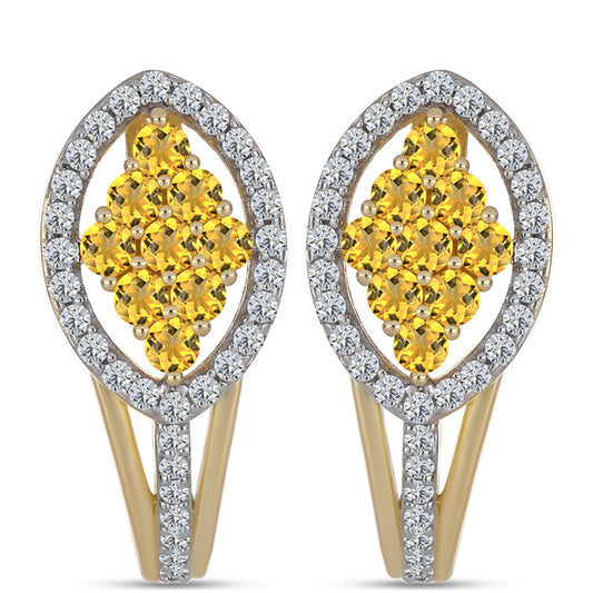 Pozlátené Strieborné Náušnice s Koňakovým Kremeňom a Bielym Topásom