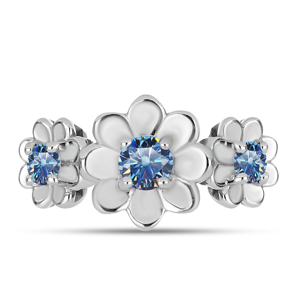 Strieborný Prsteň s S Oceánovo Modrým Moissanitom