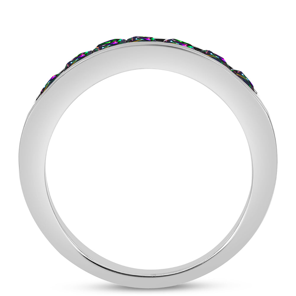 Strieborný Prsteň s Brazílskym Mysticky Zeleným Kremeňom