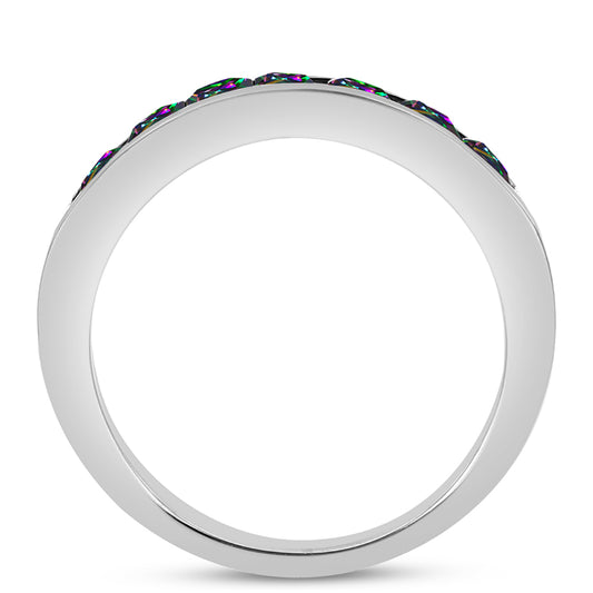 Strieborný Prsteň s Brazílskym Mysticky Zeleným Kremeňom