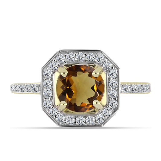 Pozlátený Strieborný Prsteň s Koňakovým Kremeňom a Bielym Topásom