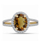 Pozlátený Strieborný Prsteň s Koňakovým Kremeňom a Bielym Topásom