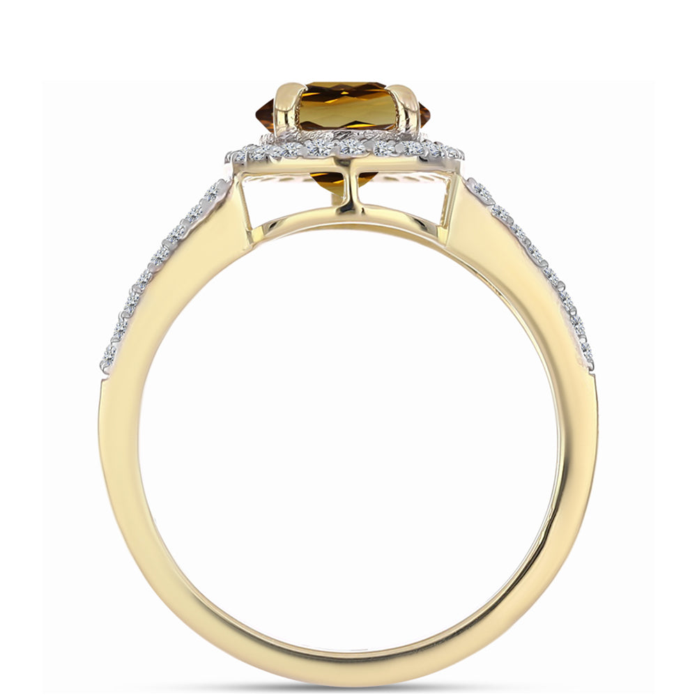 Pozlátený Strieborný Prsteň s Koňakovým Kremeňom a Bielym Topásom 2 