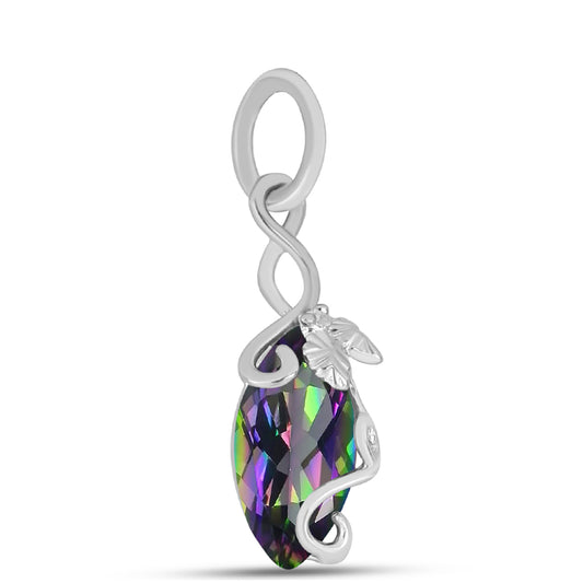 Strieborný Prívesok s Brazílskym Mysticky Zeleným Kremeňom