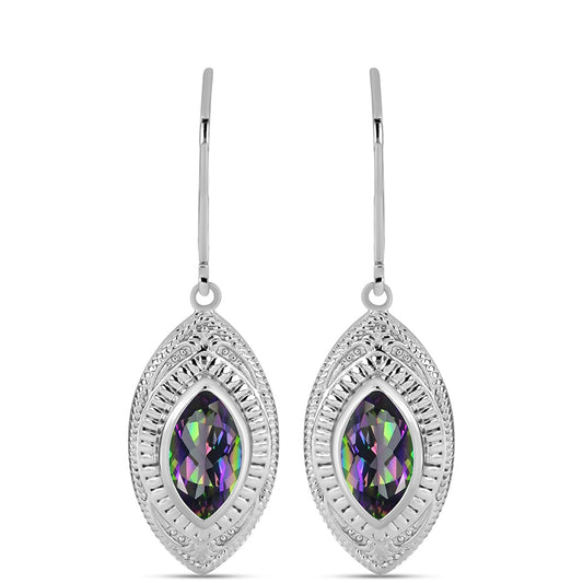 Strieborné Náušnice s Brazílskym Mysticky Zeleným Kremeňom