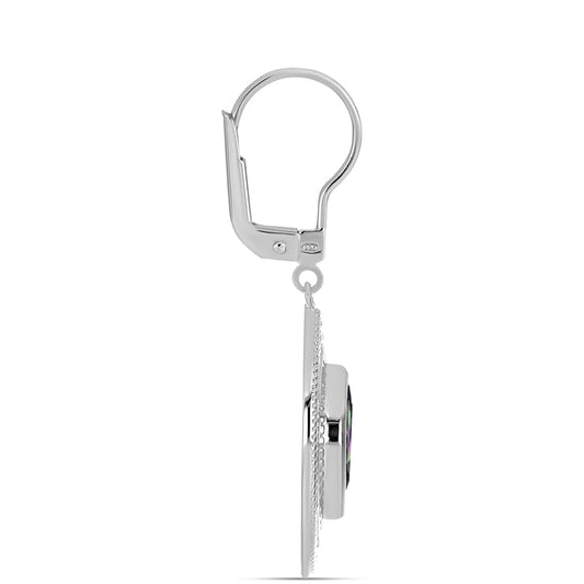 Strieborné Náušnice s Brazílskym Mysticky Zeleným Kremeňom