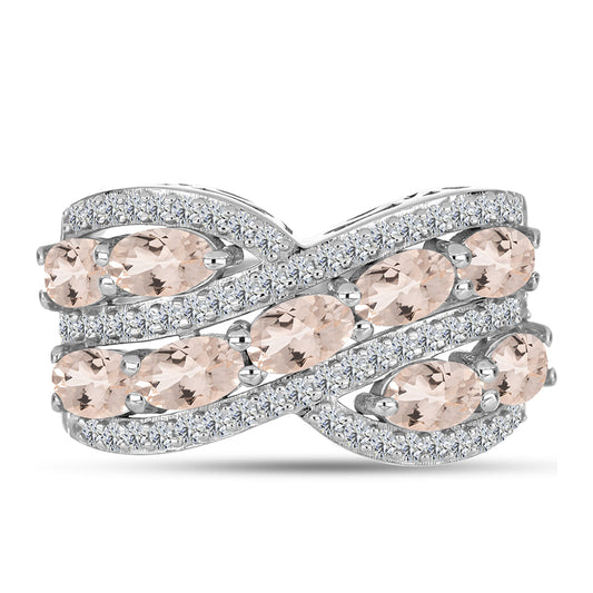 Strieborný Prsteň s Gozareh Morganitom a Bielym Topásom