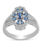 Strieborný Prsteň s S Oceánovo Modrým Moissanitom a Bielym Topásom
