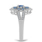 Strieborný Prsteň s S Oceánovo Modrým Moissanitom a Bielym Topásom