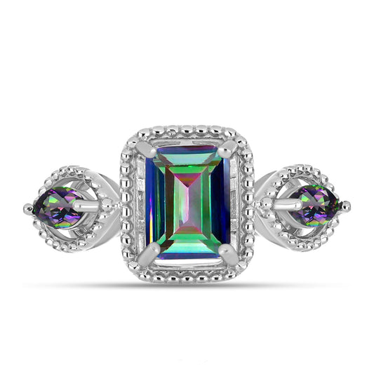 Strieborný Prsteň s Brazílskym Mysticky Zeleným Kremeňom