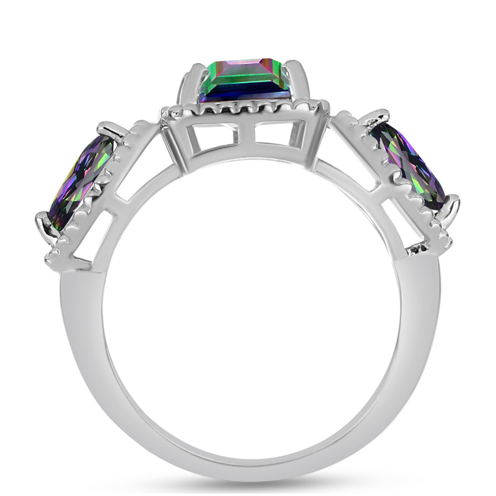 Strieborný Prsteň s Brazílskym Mysticky Zeleným Kremeňom