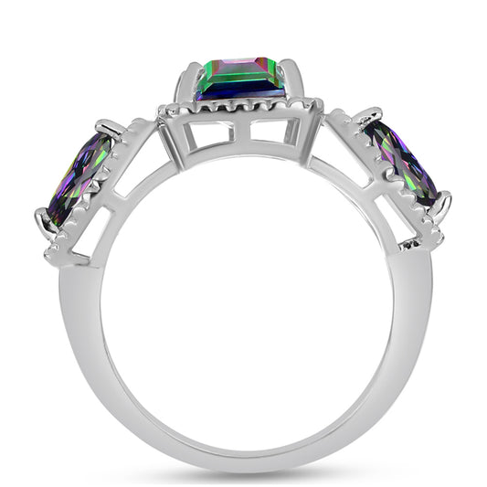 Strieborný Prsteň s Brazílskym Mysticky Zeleným Kremeňom