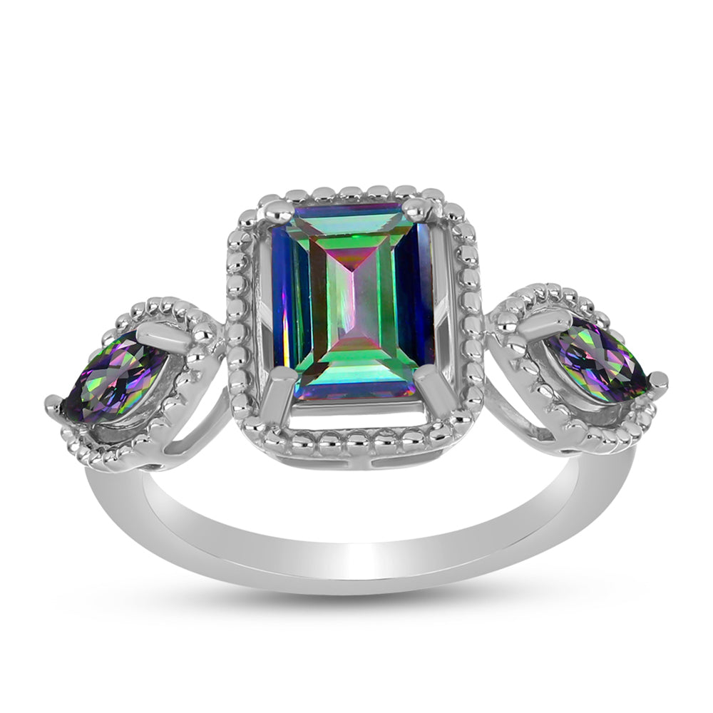 Strieborný Prsteň s Brazílskym Mysticky Zeleným Kremeňom 3 