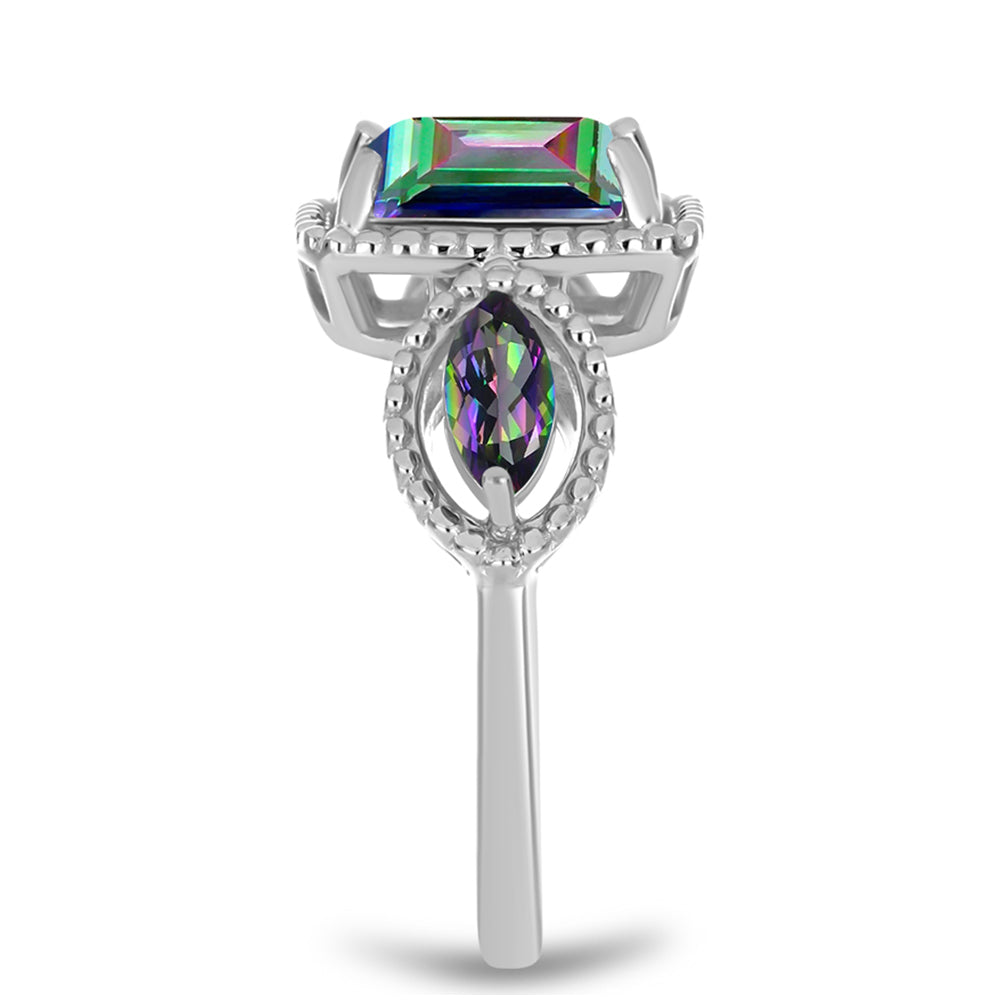 Strieborný Prsteň s Brazílskym Mysticky Zeleným Kremeňom 4 