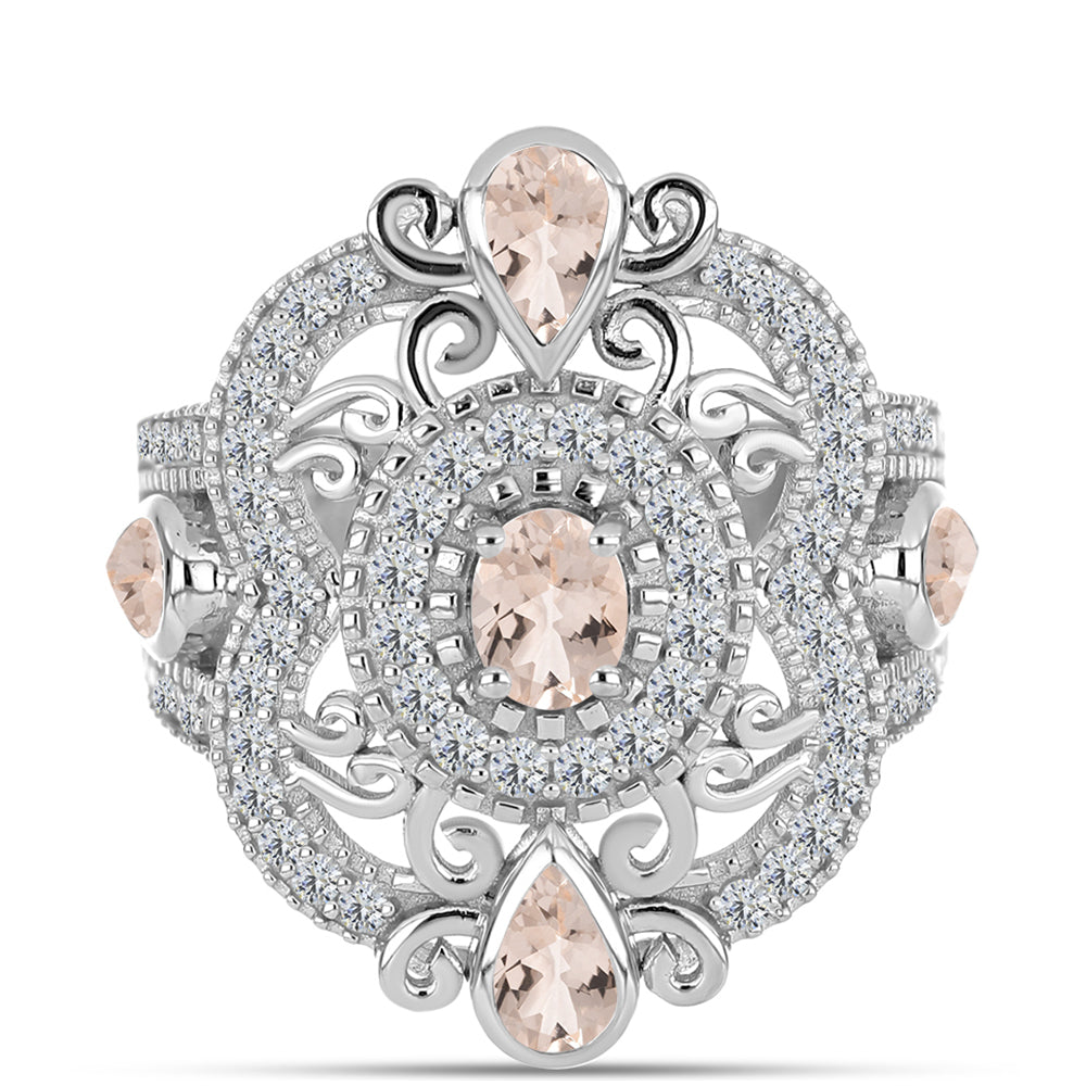 Strieborný Prsteň s Gozareh Morganitom a Bielym Topásom 1 