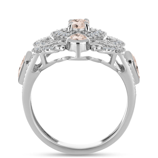 Strieborný Prsteň s Gozareh Morganitom a Bielym Topásom