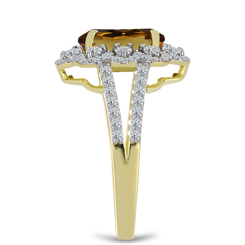 Pozlátený Strieborný Prsteň s Koňakovým Kremeňom a Bielym Topásom 4 