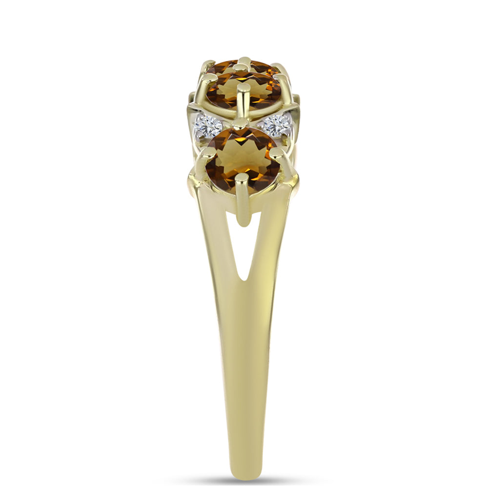 Pozlátený Strieborný Prsteň s Koňakovým Kremeňom a Bielym Topásom 4 