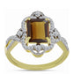 Pozlátený Strieborný Prsteň s Koňakovým Kremeňom a Bielym Topásom