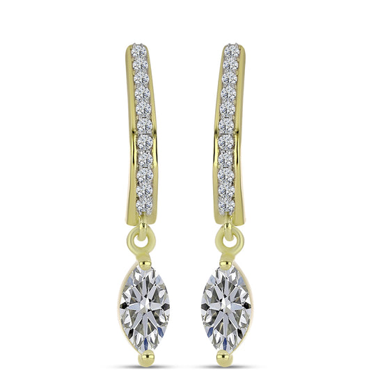 Pozlátené Strieborné Náušnice s Certifikovaný Diamantom pestovaný v laboratóriu a Bielym Topásom