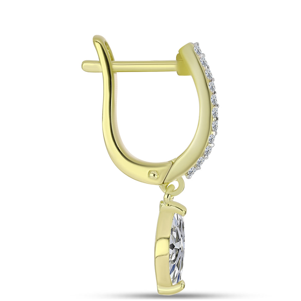 Pozlátené Strieborné Náušnice s Certifikovaný Diamantom pestovaný v laboratóriu a Bielym Topásom 2 