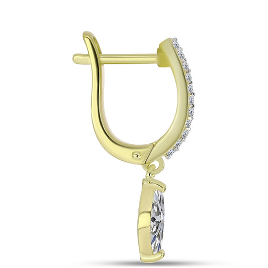 Pozlátené Strieborné Náušnice s Certifikovaný Diamantom pestovaný v laboratóriu a Bielym Topásom