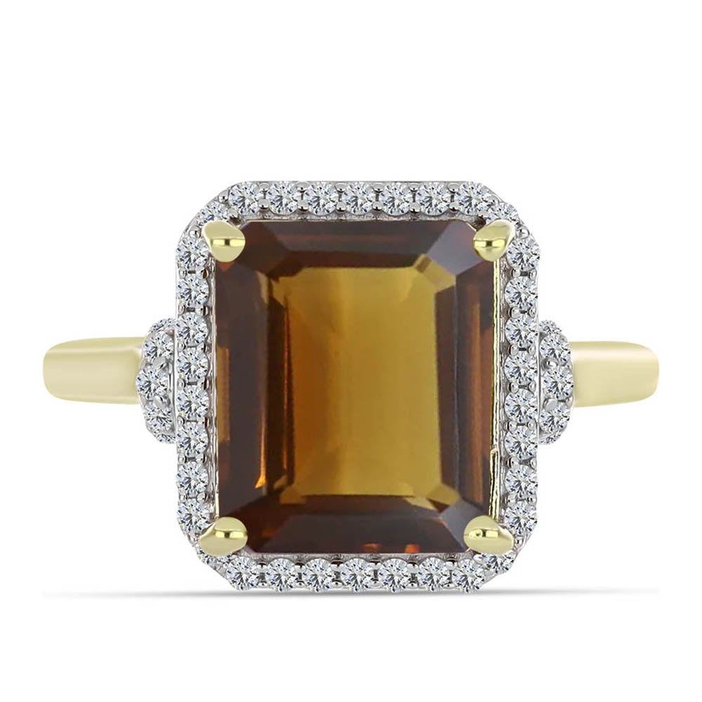 Pozlátený Strieborný Prsteň s Koňakovým Kremeňom a Bielym Topásom 1 