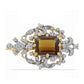 Pozlátený Strieborný Brošňa s Koňakovým Kremeňom a Bielym Topásom