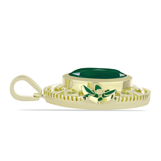 Pozlátený Strieborný Prívesok s so Zeleným Achátom