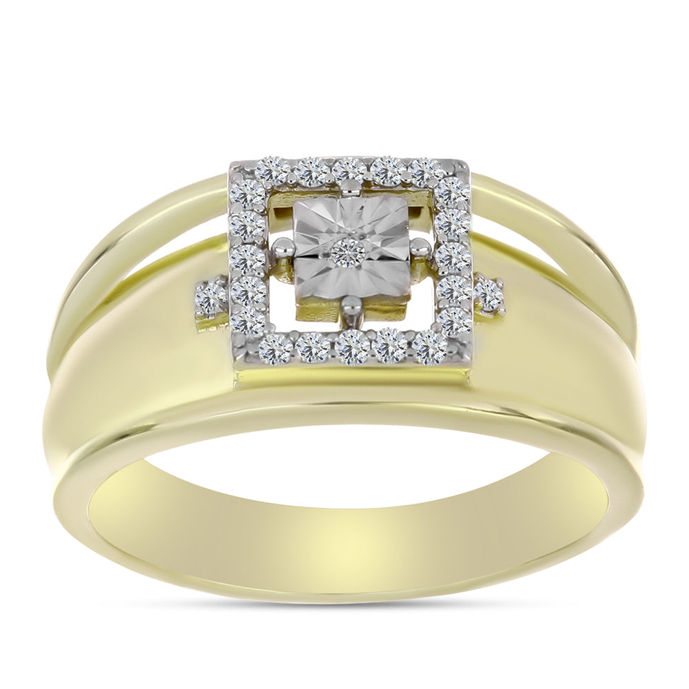 Pozlátený Strieborný Prsteň s Bielym Diamantom a Bielym Topásom